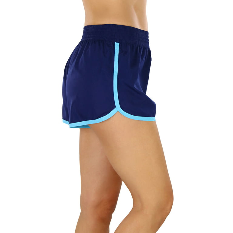 ToBeInStyle Women's Contrast Waistband Athletic Shorts 