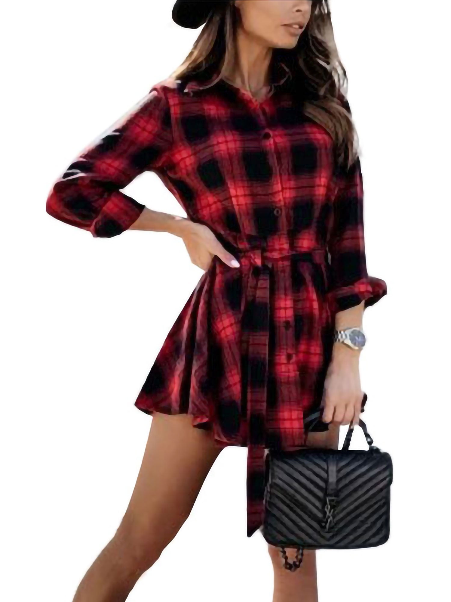 plaid tunic shirt dress