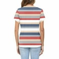 thumbnail image 4 of Women's Tops V Neck Button down Short Sleeve Striped Pleated Summer Casual Shirts Loose Tunic Tee Blouses (3XL, Pink), 4 of 5