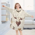 thumbnail image 5 of FORMRS Wearable Blanket Hoodie with Sleeves for Kids Cozy Flannel Sweatshirt, Beige Cowboy Pattern, 5 of 7