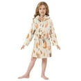 thumbnail image 6 of FORMRS Niños Bathrobe Unisex Hooded Robe Soft Plush Pajamas Sleepwear, Size 10-12T, Beige Fall Acorns Pattern, 6 of 7