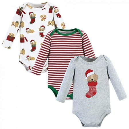 UPC: 0660168142389 | Hudson Baby Unisex Baby Cotton Long-Sleeve Bodysuits Christmas Dog 3-6 Months