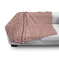 thumbnail image 2 of Retro Soft Flannel Fleece Throw Blanket, Geometric Colorful Nostalgic Diamond Shapes with Colorful Streaks, Cozy Plush for Indoor and Outdoor Use, 70" x 90", Mustard Dark Pink and White, by Ambesonne, 2 of 5