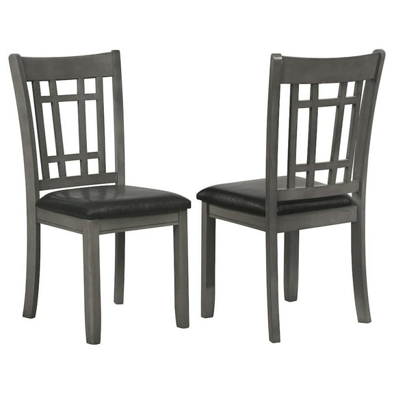 Plethoria Home Grey Lattice Back Dining Chairs (Set of 2)