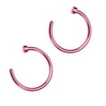 thumbnail image 1 of 2 pcs Unisex Surgical Titanium Steel Open Nose Ring Nose Piercing Stud 10mm (Pink), 1 of 5