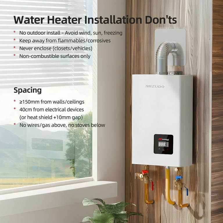 MIZUDO Natural Gas Tankless Water Heater GPM Indoor, Instant