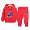 thumbnail image 2 of Zuwimk Boys And Girls 2-Piece Graphic Print Hoodie Jogger Set, Athletic Outfits Elastic Waistband, Big Boy Girls Toddler Activewear(T031-Red), 2 of 5