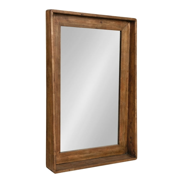 Kate and Laurel Basking Vertical Wood Wall Mirror with Shelf, Rustic Caramel Finish, 24 x 36