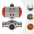 thumbnail image 2 of Dwellnix USA 3 Way 304 Stainless Steel Ball Valve 2 Pneumatic Sanitary Ball Valve Clamp, 2 of 6