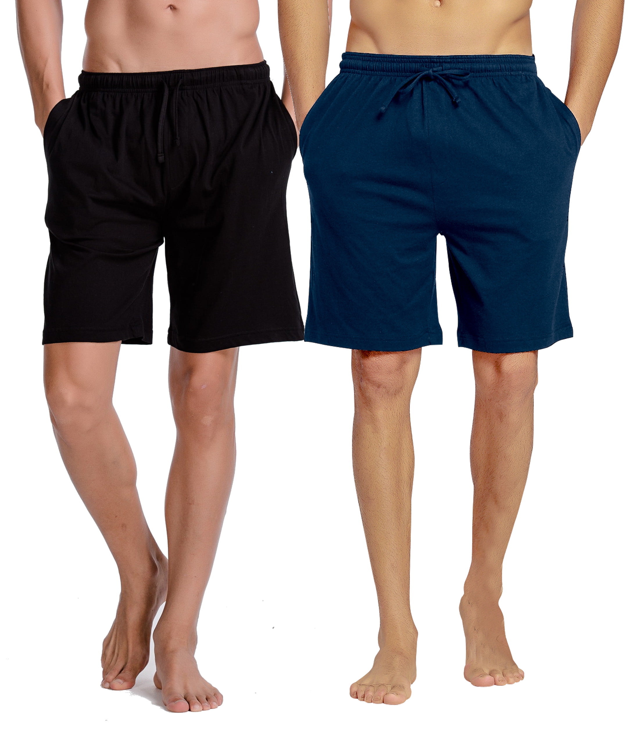 CYZ Men's Comfort Cotton Jersey Shorts with PocketsBlackNavy2PKM