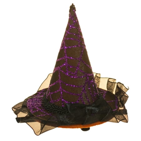 Halloween Costume Accessory- 4 Inch Witch Hat Hair Clip with Lace