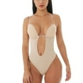 thumbnail image 4 of Defitshape Women's Backless Body Shaper Seamless Built-in Bra Shapewear U Plunge Bodysuit Bridal Thong Shaper for Wedding Dress Party Nude Beige Khaki 34 fit 34C/34D, 4 of 5