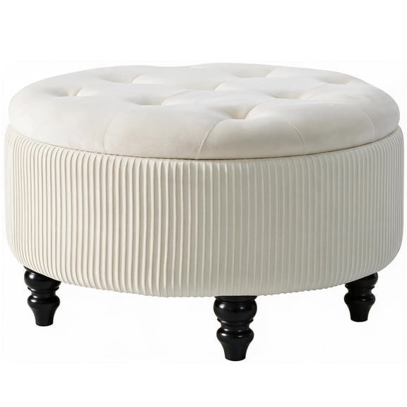 2BYF 4-in-1 24 Inch Storage Ottoman 12 Gallon Hidden Storage Ottoman, Multi-Functional Footrest Stool, Vanity Seat, Small Coffee Table, No Assembly Required, Holds 300lbs