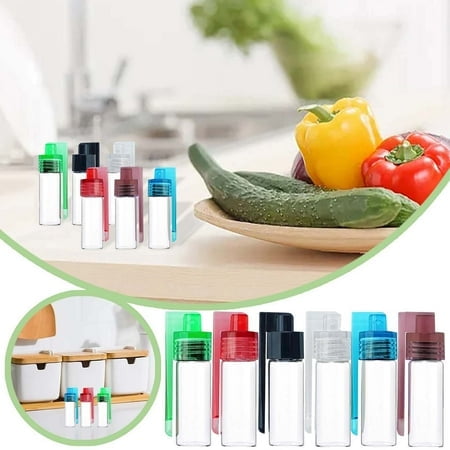 Yisang Glass Spice Container With Mini Spoon Travel Size Portable Seasoning Storage Jar For Pepper Salt Kitchen Camping Compact Design