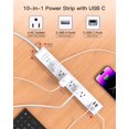 thumbnail image 2 of Cable de extensión Power Strip de 10 pies, 6 enchufes, 4 USB Mifaso, paquete de 2, 2 of 7