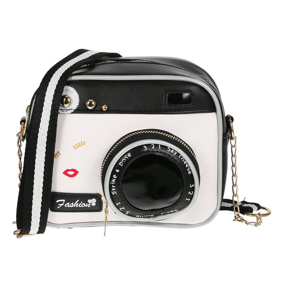 Bolso bandolera vintage para mujer, estilo pequeño y elegante, con forma de cámara, color negro