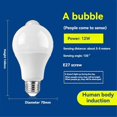 thumbnail image 4 of 4PC E27 LED Motion Sensor Bulb LED Lamp PIR Sensor Light Bulb Auto On/OFF Night Light for Porch Stai, 4 of 5