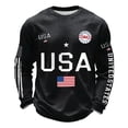 thumbnail image 3 of HOWPAY Mens 250th Anniversary USA Shirt Independence Day Freedom Pullover American Flag Graphic Crew Neck Long Sleeve Patriotic Casual T-Shirt Black L, 3 of 3