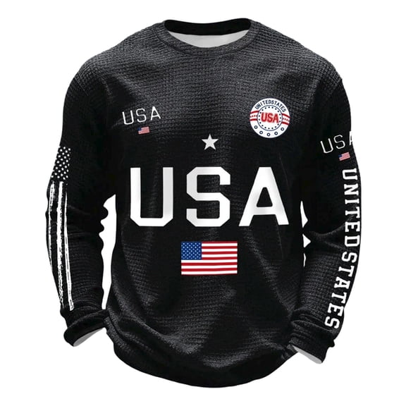 CONZONE Mens American 250Th Anniversary T-Shirts Long Sleeve Independence Day T Shirts for Men Casual Crew Neck Patriotic Usa Flag Letter Graphic Lightweight Tees Soft Cozy Athletic Tops