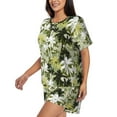 thumbnail image 2 of Wukai Hawaii Palms Women's Pajama Set,Short-Sleeve Top and Shorts with Elastic Waistband and Pockets for Loungewear, Yoga, and Casual Wear-, 2 of 8
