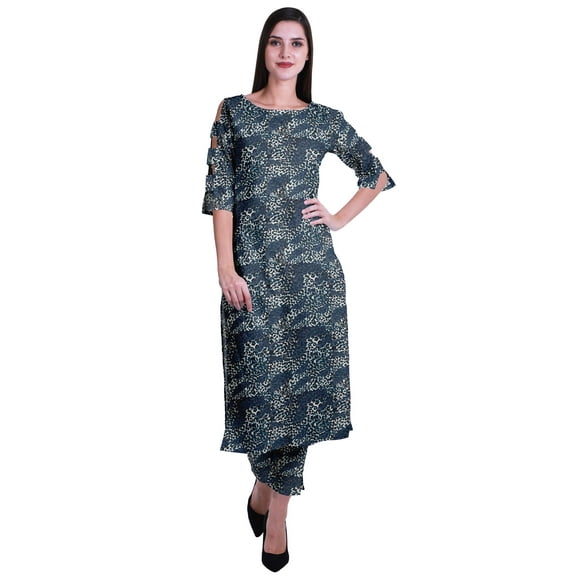 Moomaya 2-Piece Womens Cotton Printed Kurta Pant Set Indian Dress Ethnic Set