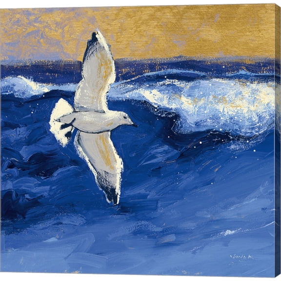 Seagulls with Gold Sky II by Shirley Novak, Canvas Wall Art