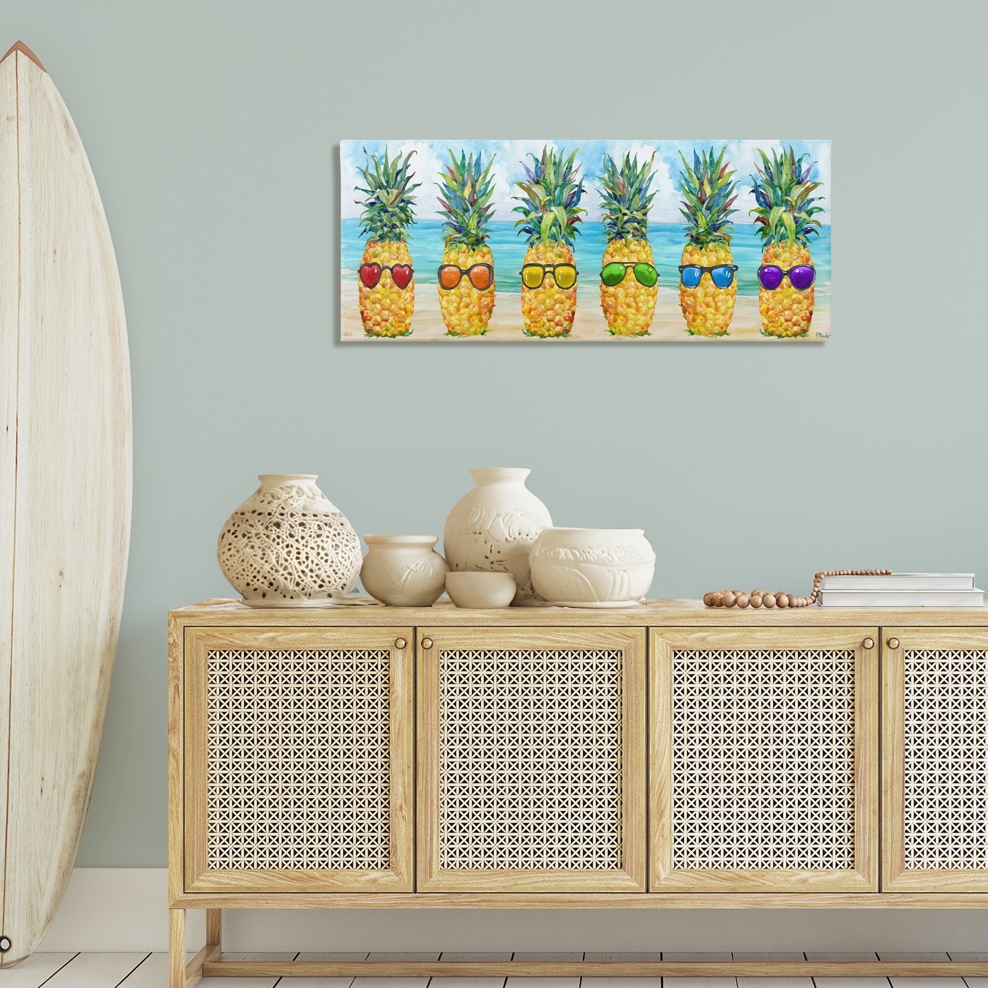 Stupell Industries Rainbow Beach Pineapples Food & Beverage Painting Gallery Wrapped Canvas Art Print Wall Art, 48 x 20