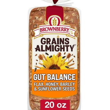 Brownberry Grains Almighty Gut Balance Bread, 20 oz, Whole Grain Thin Sliced Seeded Bread, Bag
