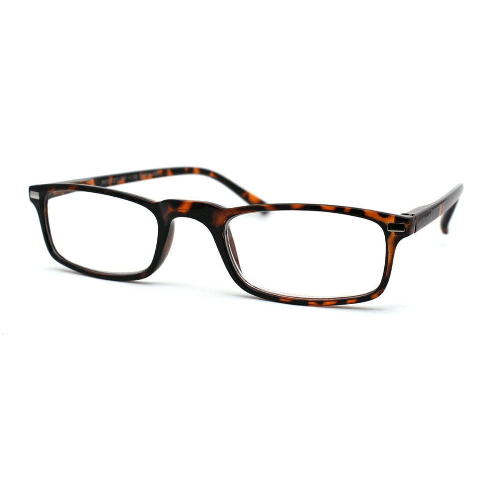 Mens Spring Hinge 90s Narrow Rectangle Plastic Powered Reading Glasses