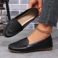 thumbnail image 5 of Women's Classic Comfort Leather Loafers Casual Slip-On Walking Flats Driving Boat Shoes Round Toe Lightweight Low Top Non Slip Cute Business Work Office Dress Shoes Black 6.5, 5 of 5