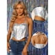 thumbnail image 2 of Corpiño Metálico para Mujer Allegra K brillante sin mangas Cuello Halter Plata M, 2 of 6