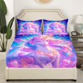 thumbnail image 3 of Unicorn Bed Sheets Set Full,Purple Unicorn Bedding Set,Princess Sheet Set Unicorn Galaxy Flat Fitted Sheet 4 Pcs with 2 Pillow Cases,Ombre Gradient Bed Set, 3 of 6