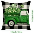 thumbnail image 2 of Beautynvta St. Patrick's Day Pillow Cover, 18x18 Inch Green Shamrocks Truck Throw Pillowcase Irish Linen Cushion Cover for Couch Sofa Living Room Home Decor, 2 of 4