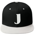 thumbnail image 2 of Daxton Classic Snapback Hat 3D Capital Alphabet Letters Flat Bill Visor Cap, Black White Hat White Letter J, 2 of 3