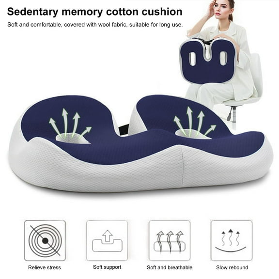 Taolixe Ergonomic Cushion Hemorrhoid Seat Pad Tailbone Pressure Relief Memory Foam Support Soft Fleece Fabric Back Pain Relief Slow Rebound Comfortable Seating