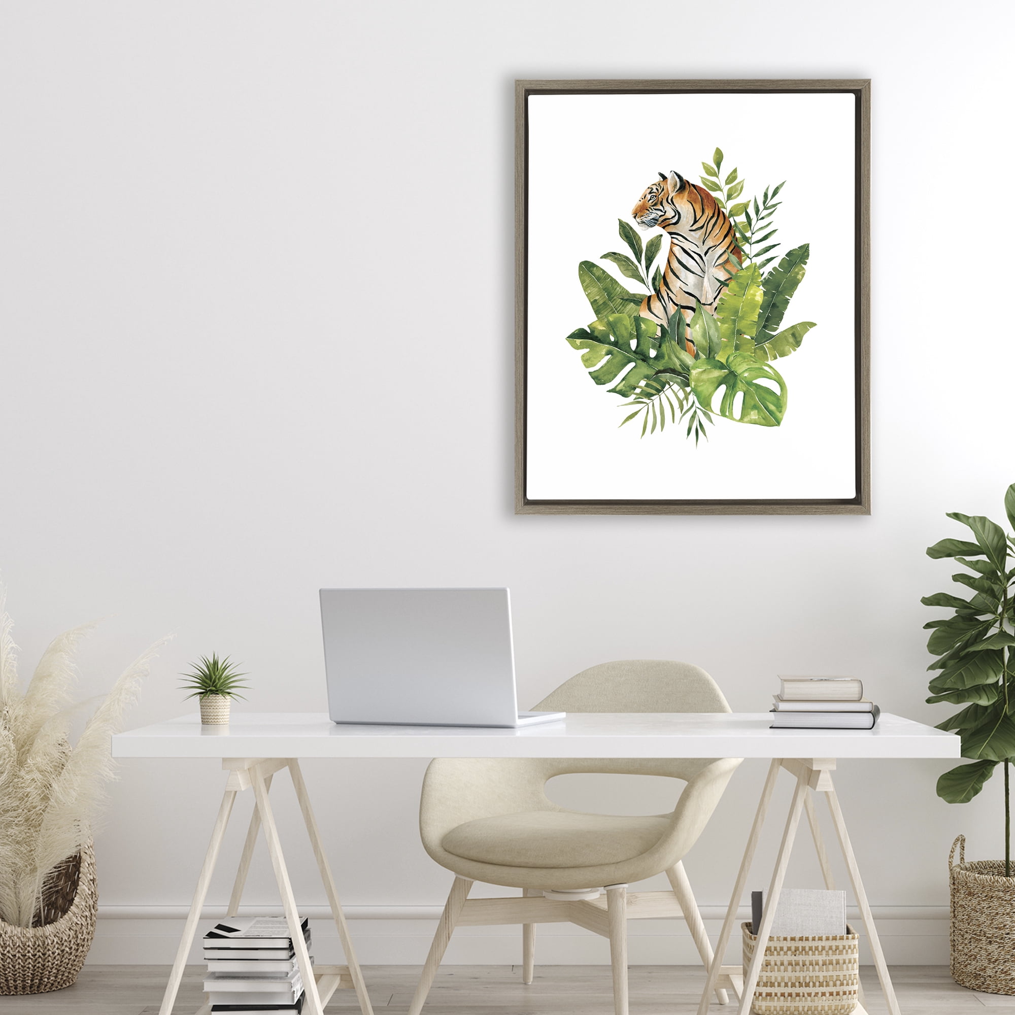Stupell Industries Exotic Jungle Tiger Brown Framed Floater Canvas Wall Art, design by Bethany Sandoval