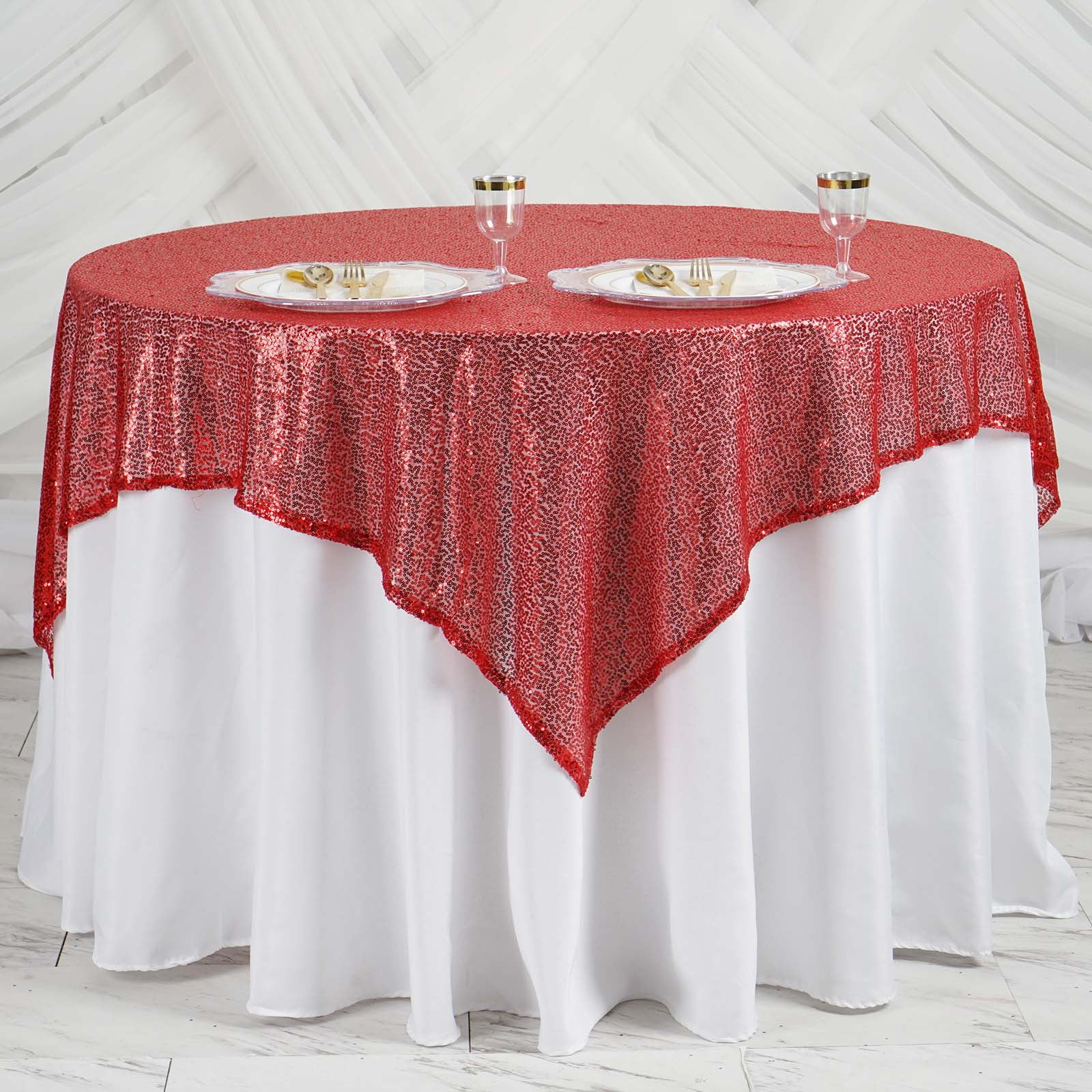 Efavormart LUXURY Sequin Square Tablecloth Overlay Tablecloth Cover For