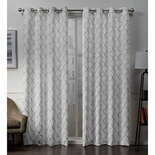 Exclusive Home Curtains Amelia Embroidered Woven Blackout Grommet Top Curtain Panel Pair, Winter, 52x84