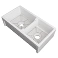 thumbnail image 6 of ZLINE 36" Palermo Farmhouse Apron Front Double Bowl Reversible Fireclay Kitchen Sink with Bottom Grid in White Gloss (FRC5121-WH-36), 6 of 7