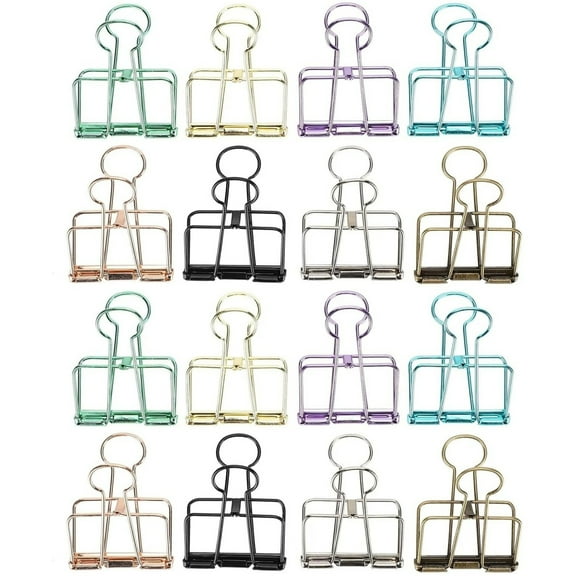 16 Pcs Retro Metal Hollow Out Binder Clip Stylish Multicolor Clips Invoice Bill Clip Paper Clips Decorative Long Tail Clips for Office Home Use - Topboutique (Medium, 1.3 inch/3.2 cm)