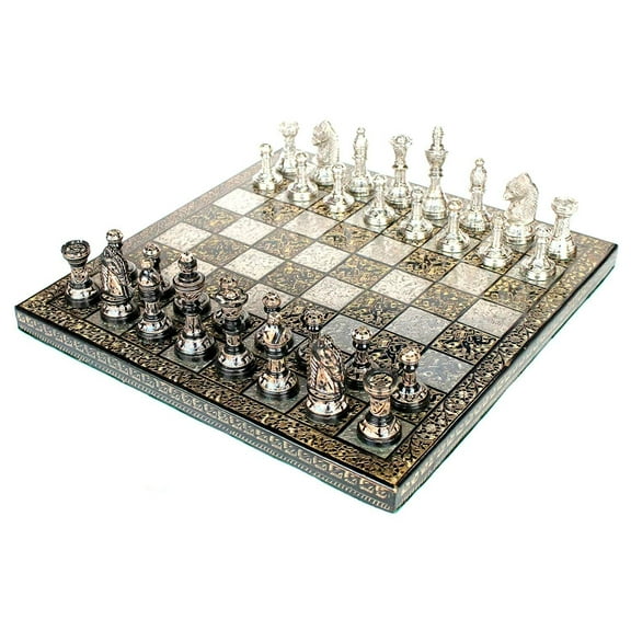 Handmade Collectible Premium Brass Made Chess Board Game Set   All Brass Pieces