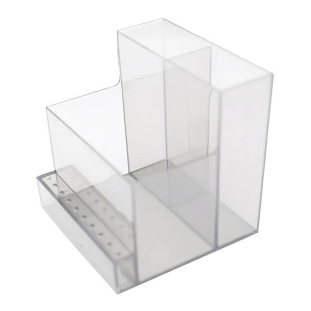 Soporte profesional de acrílico para brocas de uñas, 3 filas y 10 agujeros, expositor de herramientas, contenedor organizador para salón de uñas en casa. El 10x9.8x10.3cm