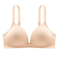 thumbnail image 2 of HNMKIU Womens Fashionable Solid Light V Gathered Without Steel Ring Underwear Bra, 2 of 3
