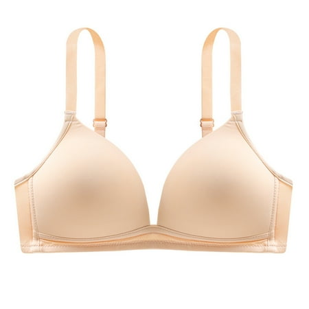(2-Pack) Puawkoer Womensable Solid Color Strapless Bra Lighty Deep V Womens Bras Comfortable Gathered without Steel Ring Seamless Bras Underwear Sports Bras