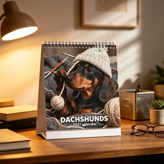Dachshund Calendar 2027 Monthly Wall Calender 12 Month, 2027 Home Office Wall Calendar from January to December, 8.4" x 9.7" Warm Gifts
