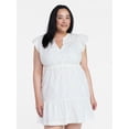 thumbnail image 2 of Time and Tru Women's Cotton Flutter Sleeve Mini Dress, Sizes XS-XXXL, 2 of 6