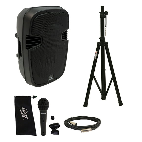 Harmony HA-L12BA Pro DJ Bluetooth 12" 1000W Powered PA Speaker Stand Peavey Mic