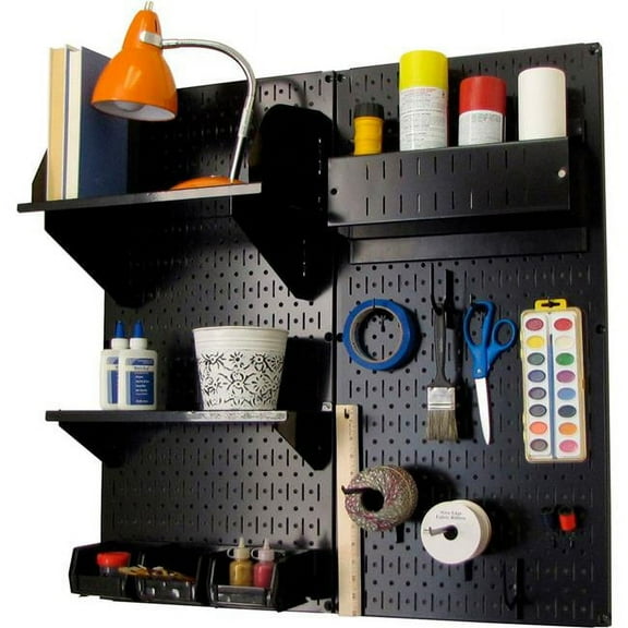 Pegboard Hobby Craft Organizer Storage Kit, Black - 32 x 32 x 9 in.