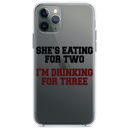 DistinctInk Clear Hybrid Case for Apple iPhone 12 Pro Max (6.7 Screen) - She s Eating For Two I m Drinking for 3 - Lightweight Grip