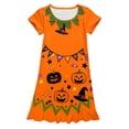 thumbnail image 4 of Curuila Toddler Kids Girls Halloween Dress Flutter Sleeve Hallowmas Pumpkin Print Crew Neck For Party Comfortable Dresses Size 3-4 Years, 4 of 4